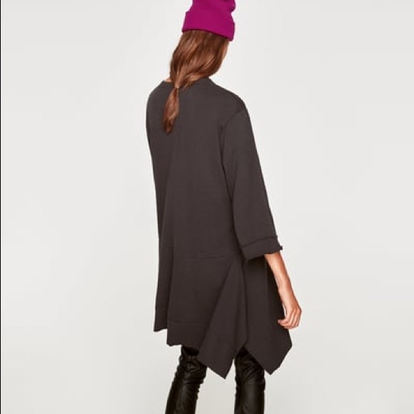 NWT Zara Gray Lightweight Sweatshirt Dress - Picture 4 of 6